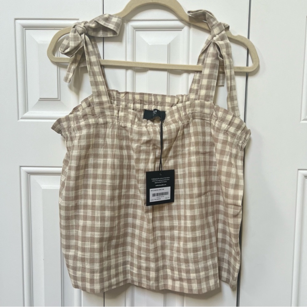 ABLE Bryce swing tie strap tank tan white XS cotton